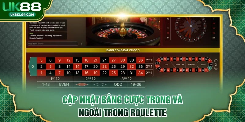 Cập nhật bảng cược trong và ngoài trong Roulette