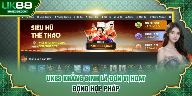 UK88 khẳng định là đơn vị hoạt động hợp pháp